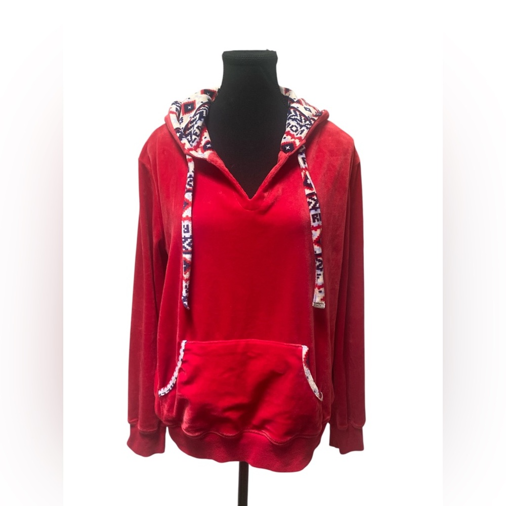 Muk Luks Red Hooded Sleepwear Sweatshirt GUC XL